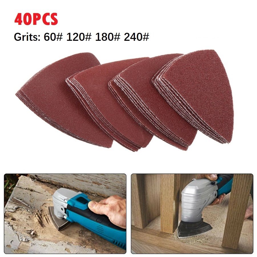 Tools Heavy Equipment - 40pc Triangle Sandpaper 60/120/180/240Grit Hook AndLoop