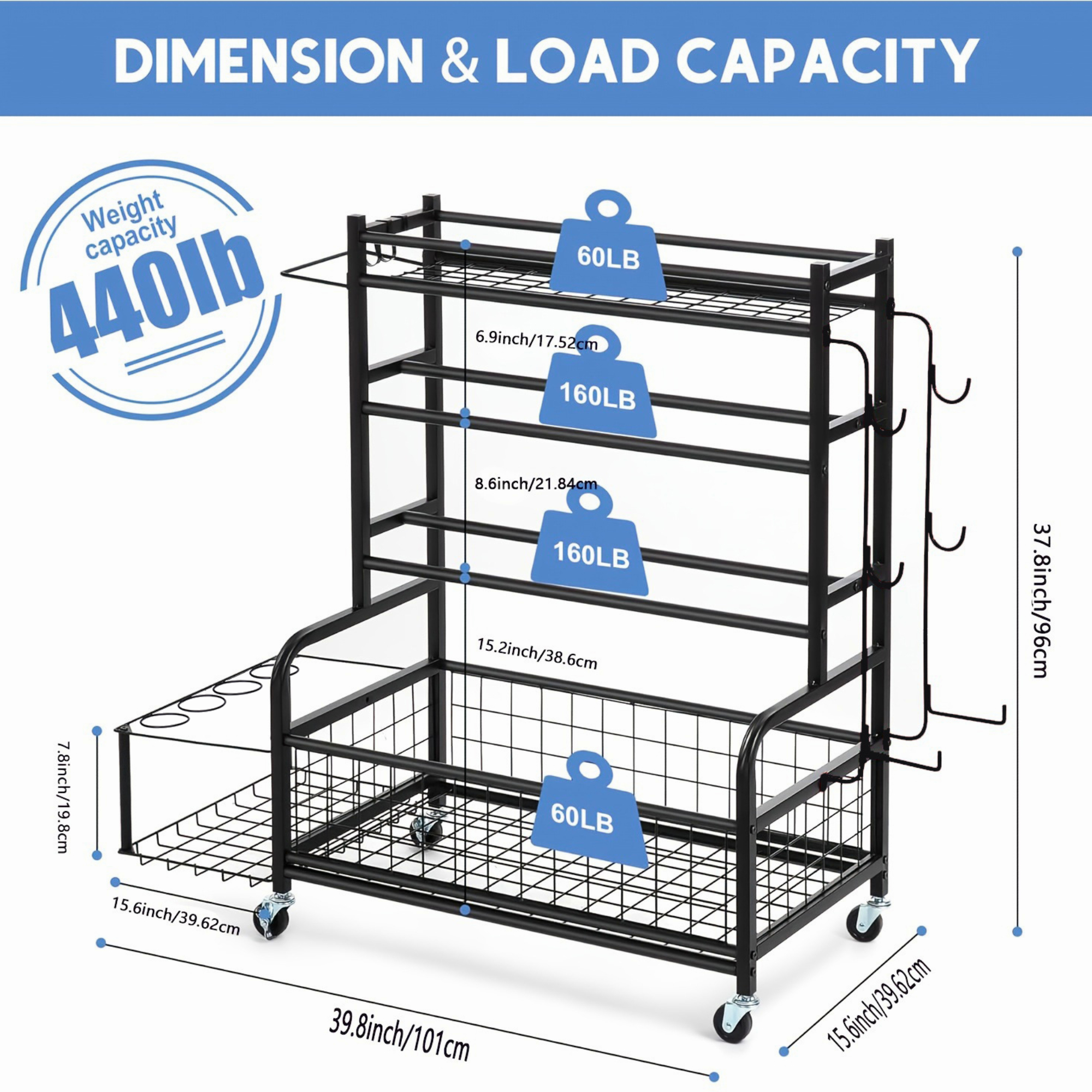 Blacksmith 4 Tier Storage Rack - Heavy Equipment In Kitchen avaliação e preço